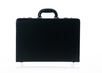 Black business leather briefcase isolated on white background