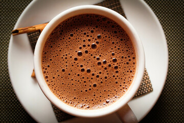 A cup of hot chocolate.