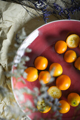 baby oranges or Kumquats are a small citrus fruit