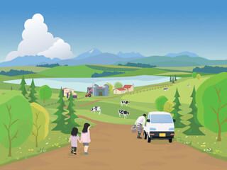 北海道の牧場風景