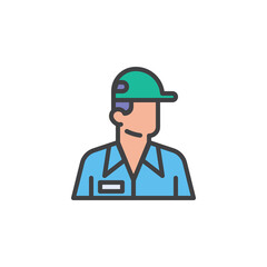 Delivery man avatar filled outline icon