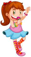 Cute girl cartoon character with music instruments
