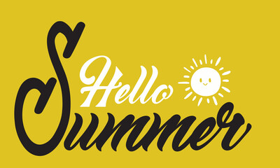Hello Summer sunshine t shirt design. Summer good vibes artwork for apparel and others. Long beach sticker.