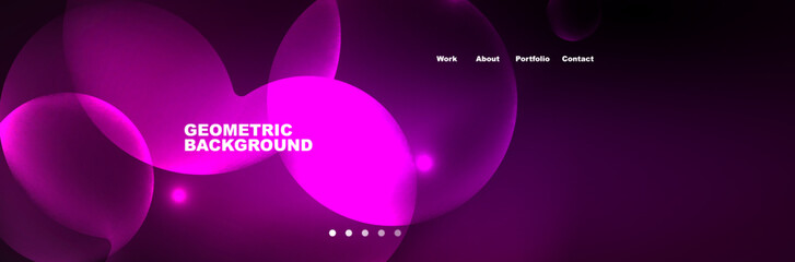 Neon glowing bubbles, circles magic energy space light concept, abstract background wallpaper design