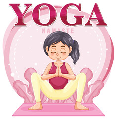 Woman doing yoga with text