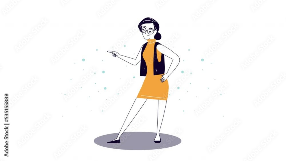 Poster elegant busiensswoman indexing character animation