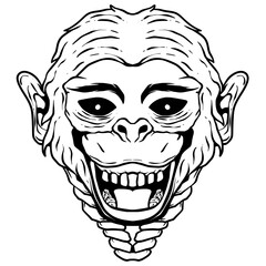 Monkey cartoon art line vector