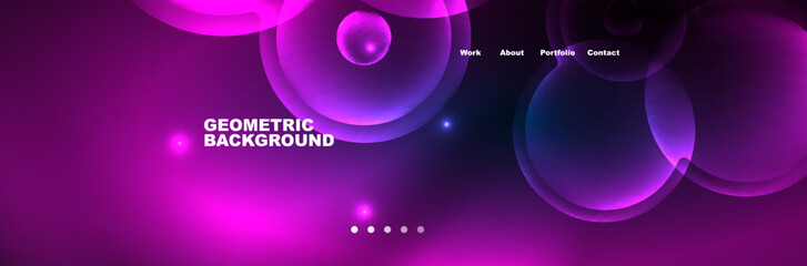 Neon glowing bubbles, circles magic energy space light concept, abstract background wallpaper design