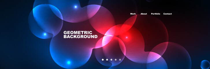 Neon glowing bubbles, circles magic energy space light concept, abstract background wallpaper design