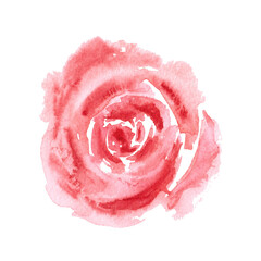 A rose flower in a minimalist style painted in watercolor isolated on a white background.
