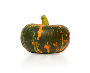 isolated green-yellow pumpkin on white background