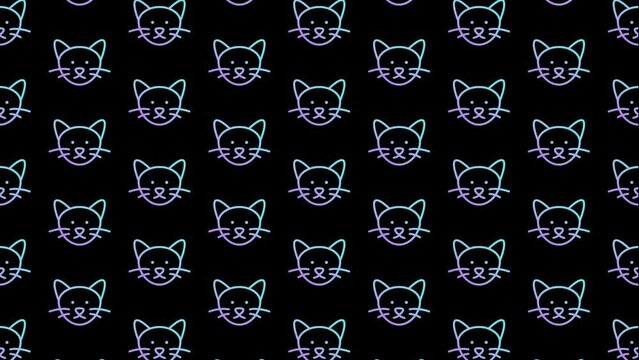 Cat Head Black Animated Loop Background 4K