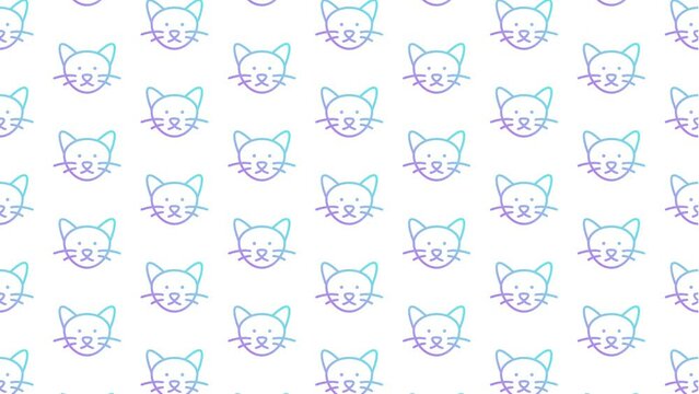 Cat Head White Animated Loop Background 4K