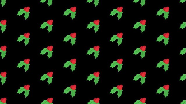 Christmas Mistletoe Black Animated Loop Background 4K