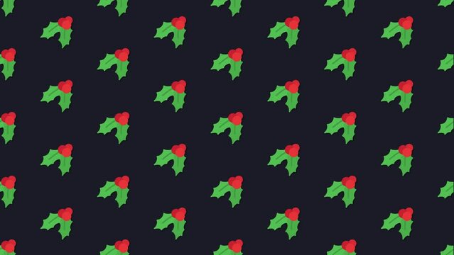Christmas Mistletoe Dark Blue Animated Loop Background 4K