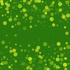Green glitter on a green background. Explosion of confetti. Vector festive background. Summer, spring print. Abstract element of design for new year, christmass, birthday, wedding card, banner, poster