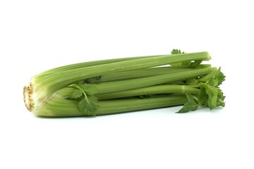 Celery with leaves isolated on white background