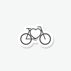 Bicycle logo, love cycling logo design sticker isolated on white background