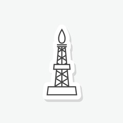 Oil or gas rig sticker icon isolated on white background
