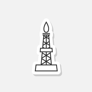 Oil or gas rig sticker icon isolated on white background