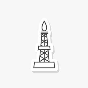 Oil or gas rig sticker icon isolated on white background