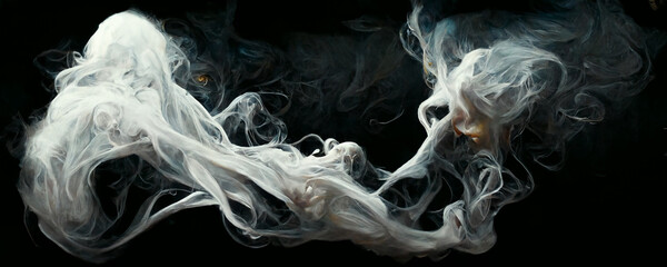 Smoke on balck background, digital illustration