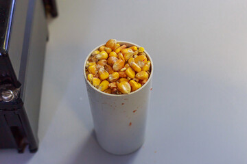 Sample of corn on the table.