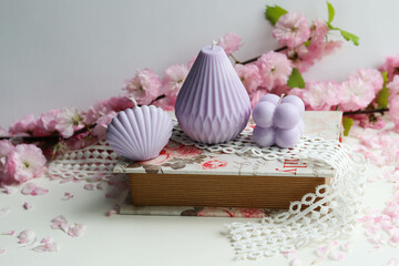 set of handmade soy candles. interior candles made of natural soy wax