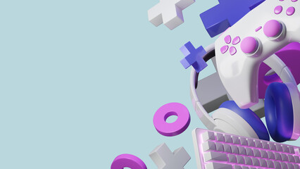 3d render gamer gears on blue background © Fan3D