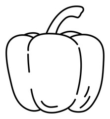 Pepper. Vegetable sketch. Thin simple outline icon. Black contour line doodle hand drawn illustration