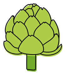 Artichoke. Vegetable sketch. Color simple icon. Hand drawn doodle illustration