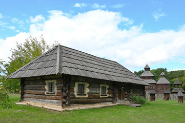 Fototapeta na wymiar Old house from the last century in the Ukrainian village 
