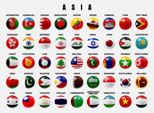 Asian Countries Flags Icon Sets