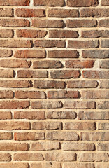 Full vertical texture of old brick wall