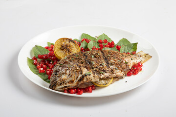 Arabian platter kabab rice isolated on white