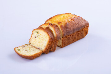 cake slice and dry cake isolated on white background