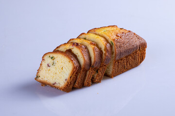 cake slice and dry cake isolated on white background