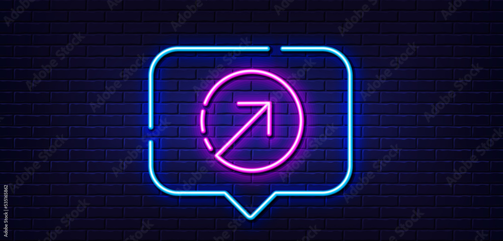 Poster neon light speech bubble. direction arrow line icon. arrowhead symbol. navigation pointer sign. neon