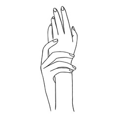 Line art minimal of hands gesture in hand drawn concept for decoration, doodle contemporary style