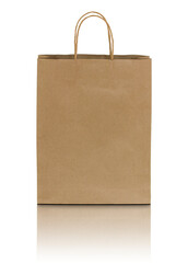 brown paper bag isolated with reflect floor for mockup
