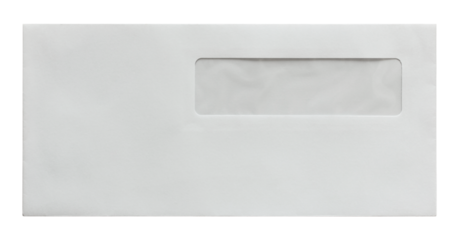 white envelope isolated with clipping path for mockup