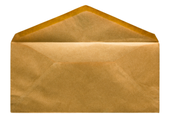 open brown envelope isolated with clipping path for mockup