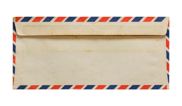 old envelope isolated with clipping path for mockup