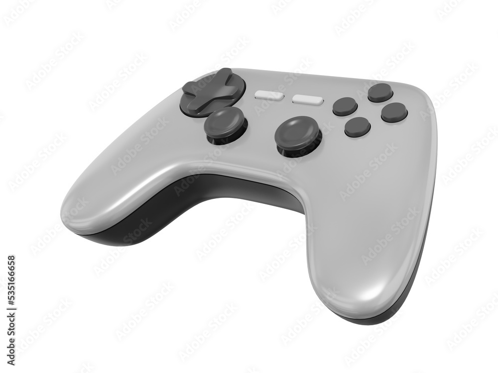 Poster realistic console game controller. gray isolated icon on white background. 3d rendering.