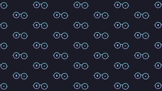 Glasses Eye Blink Dark Blue Animated Loop Background 4K