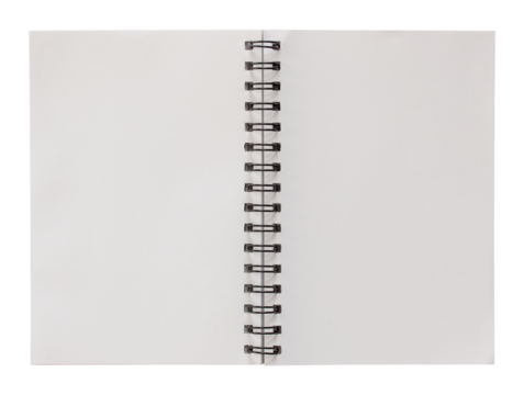 open spiral notebook isolated with clipping path for mockup