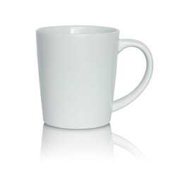 empty white cup isolated with reflect floor for mockup