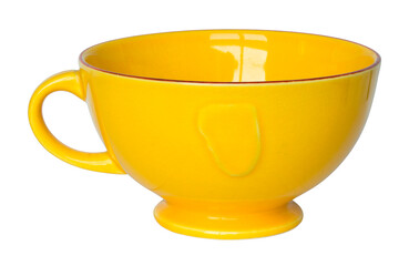 empty yellow cup isolated with clipping path