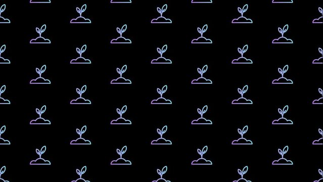 Growing Plant Black Animated Loop Background 4K
