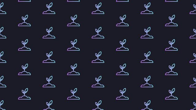 Growing Plant Dark Blue Animated Loop Background 4K